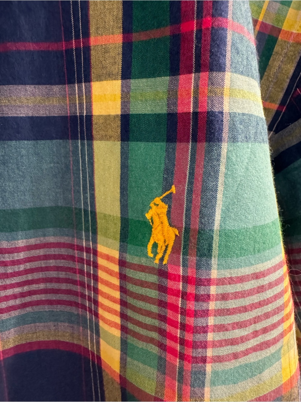 Ralph Lauren Blue, Green & Yellow Plaid Ruffle-Collar Button-Front Shirt - Picture 5 of 7